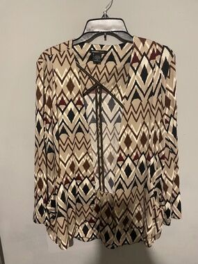 Robert Lewis women’s size medium, brown and cream zip up jacket